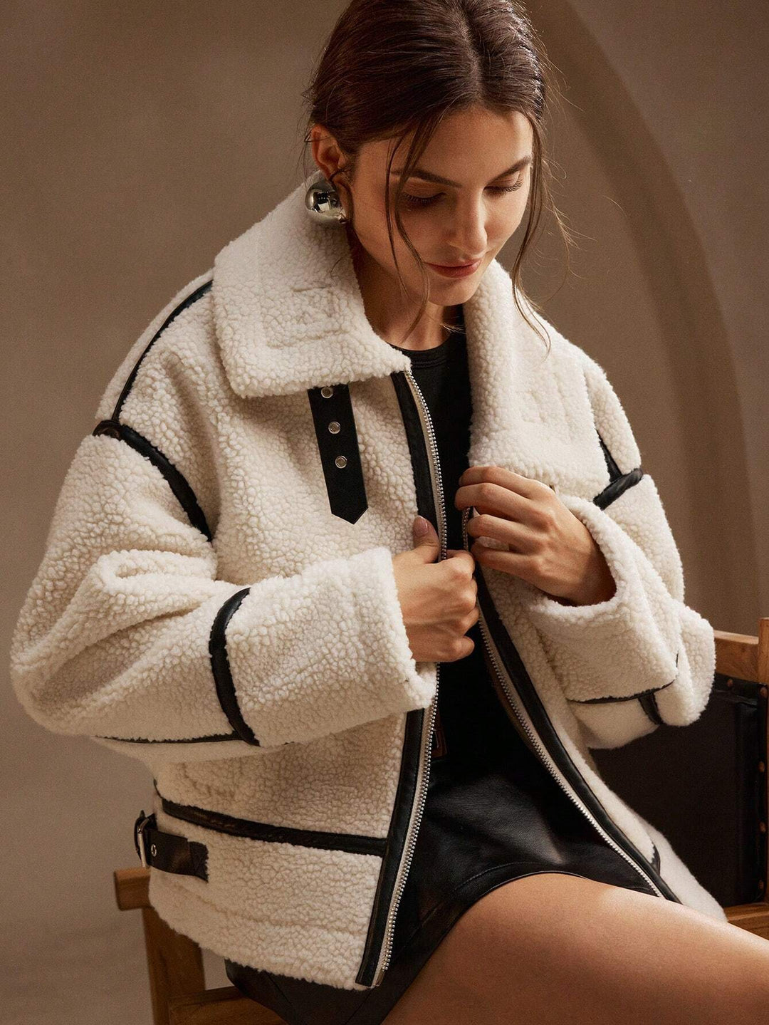 Sienna Shearling Jacket | Relaxed Fit Hip-Length Jacket
