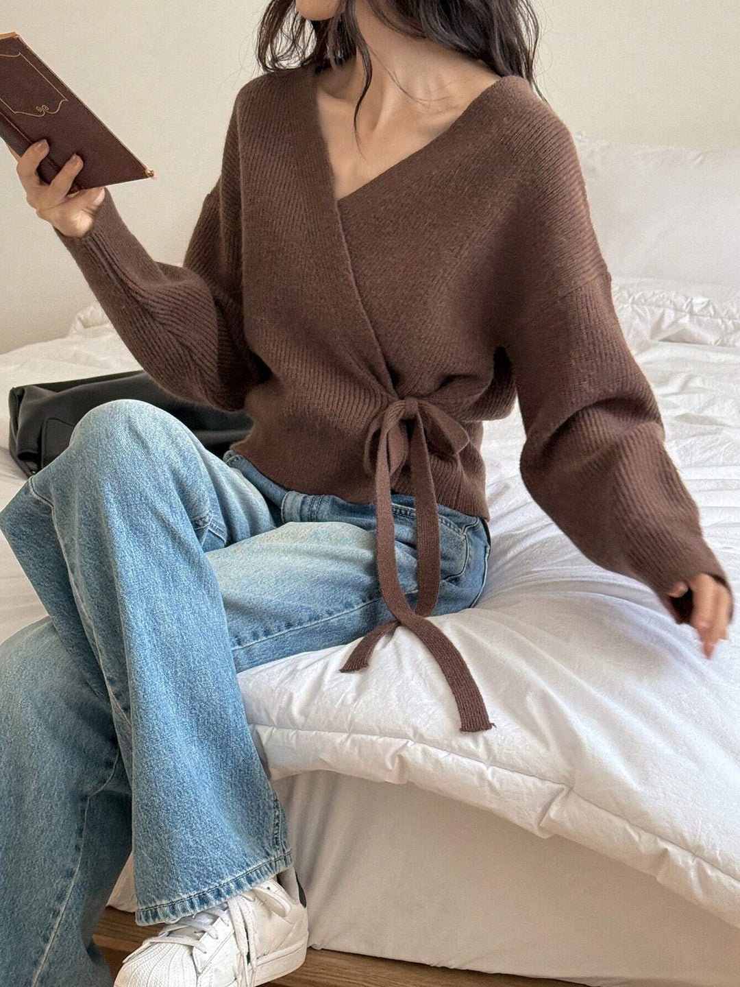 Ivy Wool-Blend Wrap Sweater