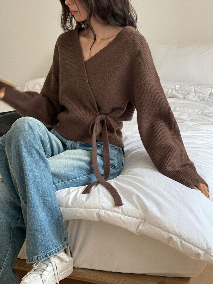 Ivy Wool-Blend Wrap Sweater