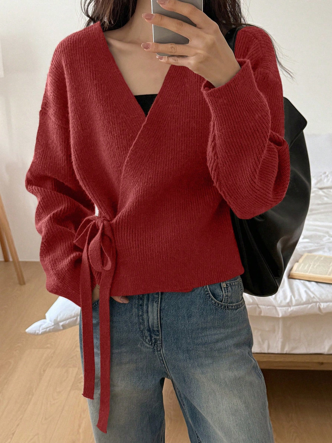 Ivy Wool-Blend Wrap Sweater