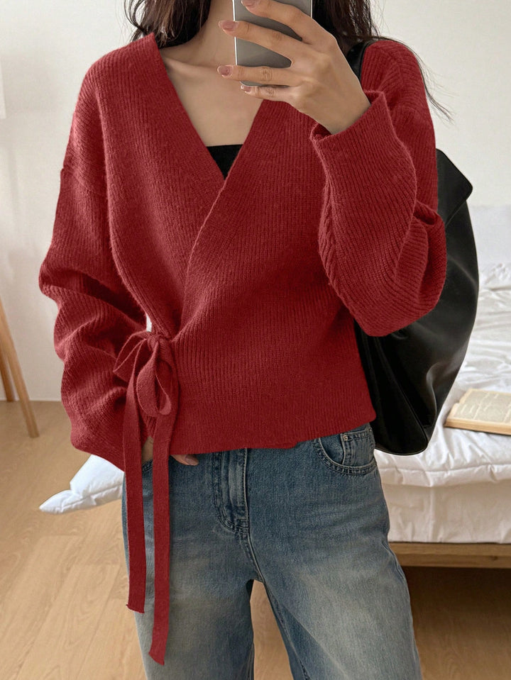 Ivy Wool-Blend Wrap Sweater