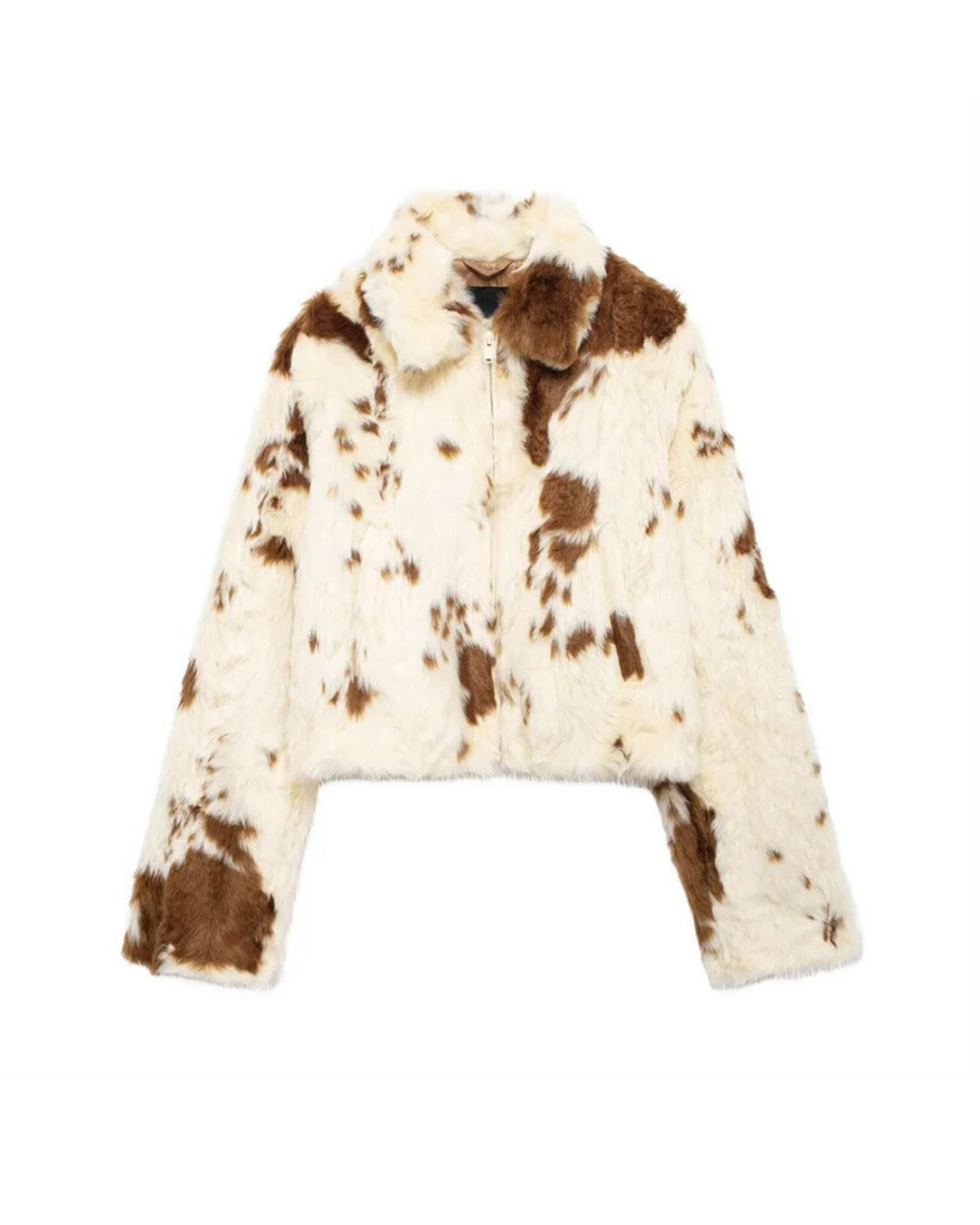 Stella Fleece Regular Fit Faux Fur Jacket | Animal Print Collared Jacket