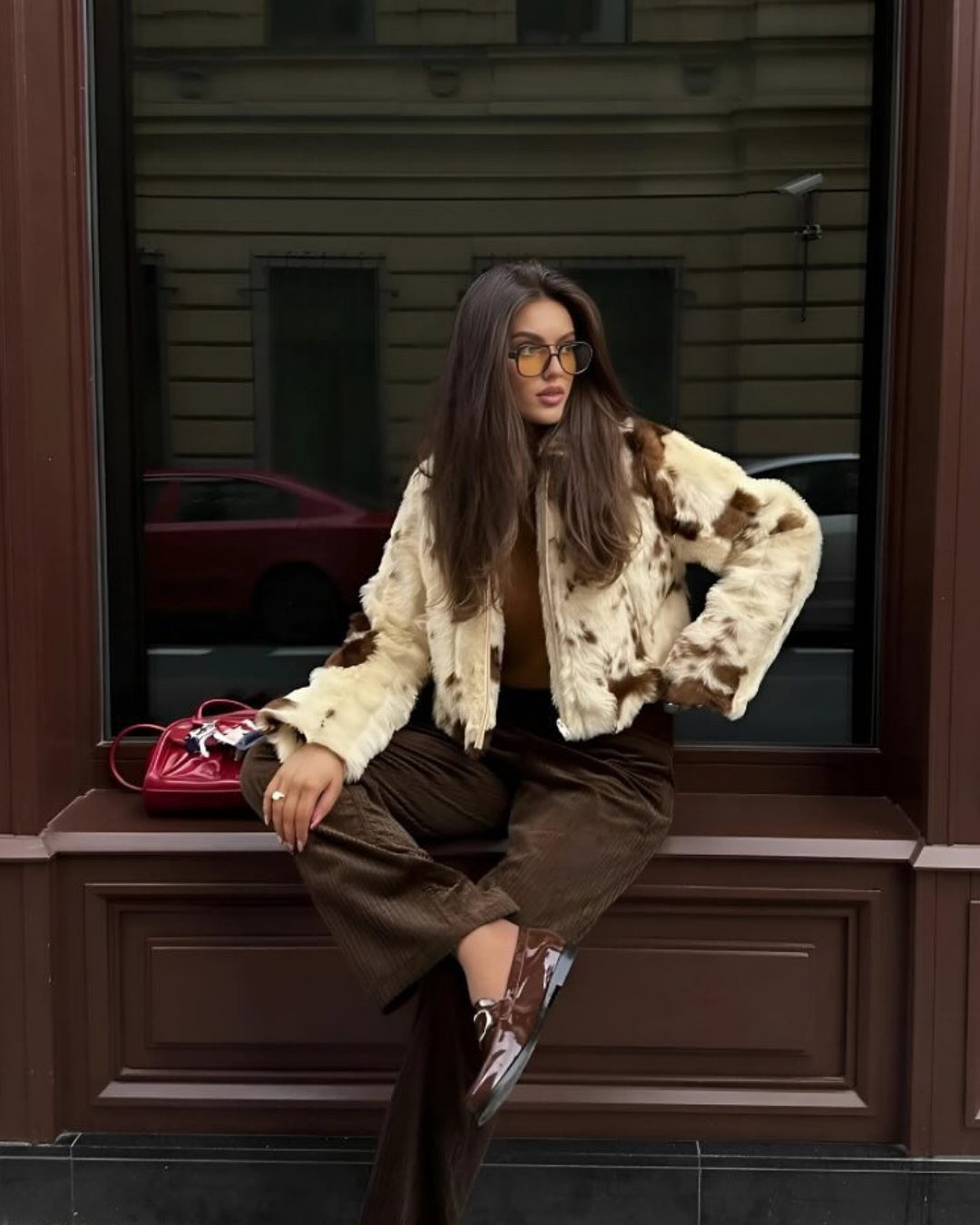 Stella Fleece Regular Fit Faux Fur Jacket | Animal Print Collared Jacket