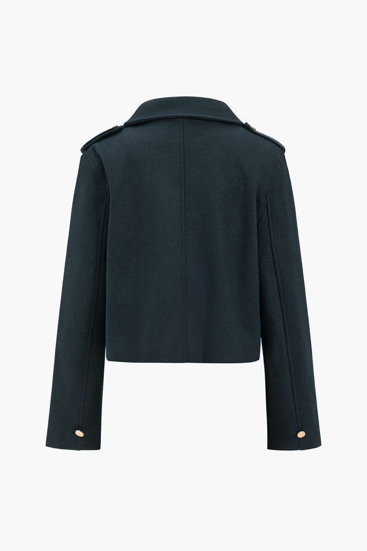 Isabella Wool-Blend Tailored Officer Jacket | Cropped Solid Military Jacket