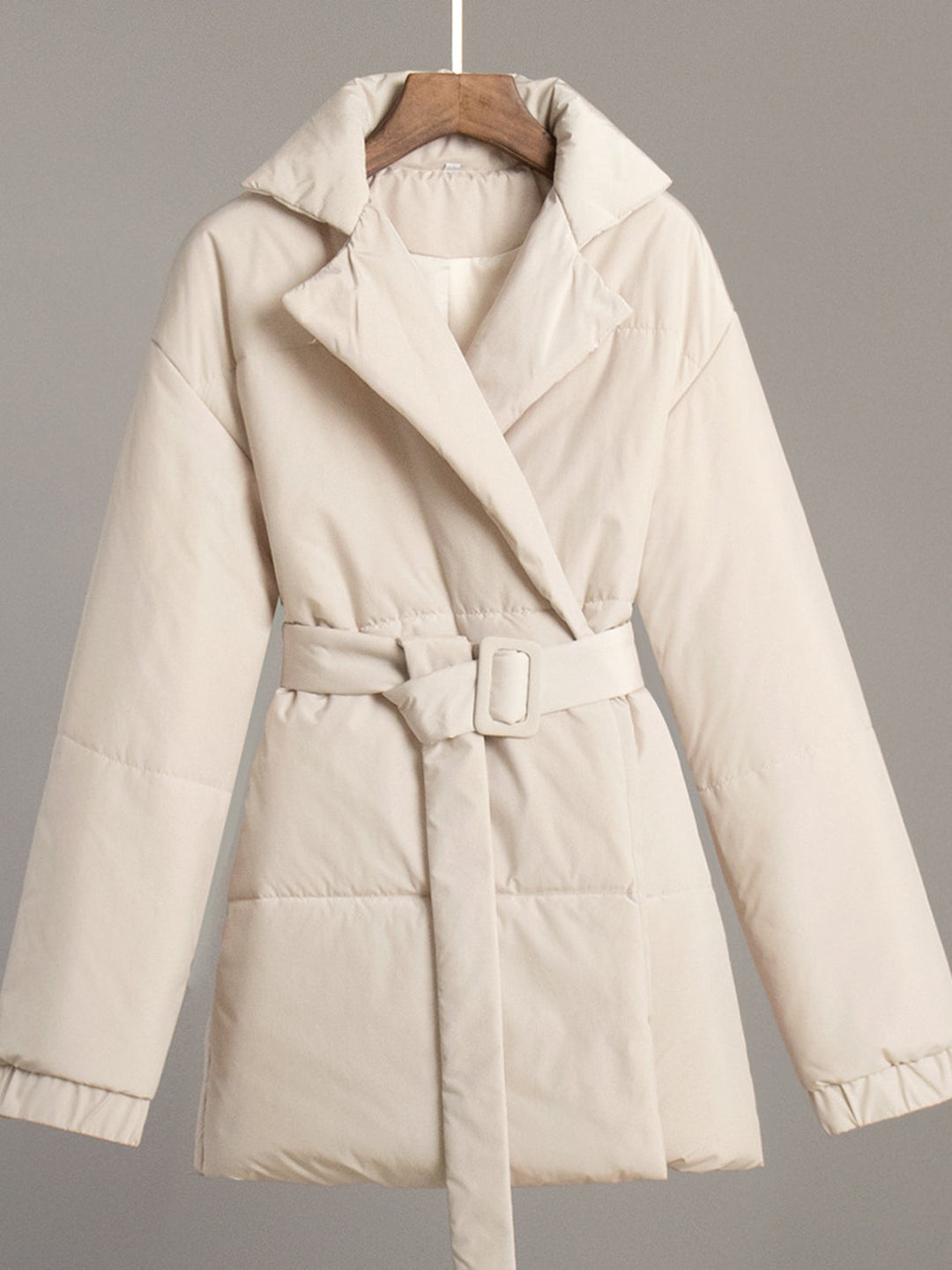 Isabella Belted Quilted Relaxed-Fit Puffer Jacket | Collared Wrap-Front Puffer Jacket