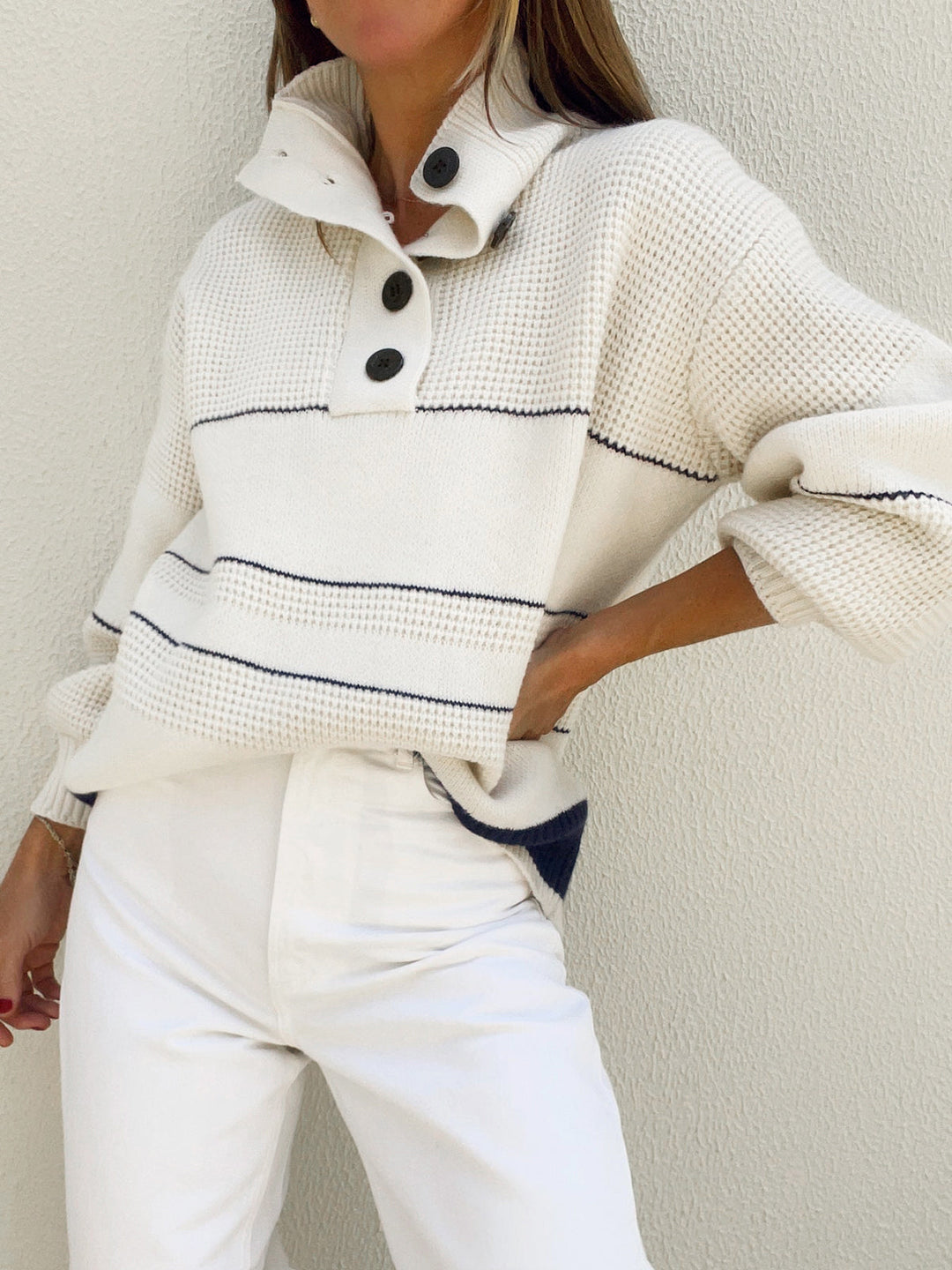 Aurora Striped High Collar Sweater