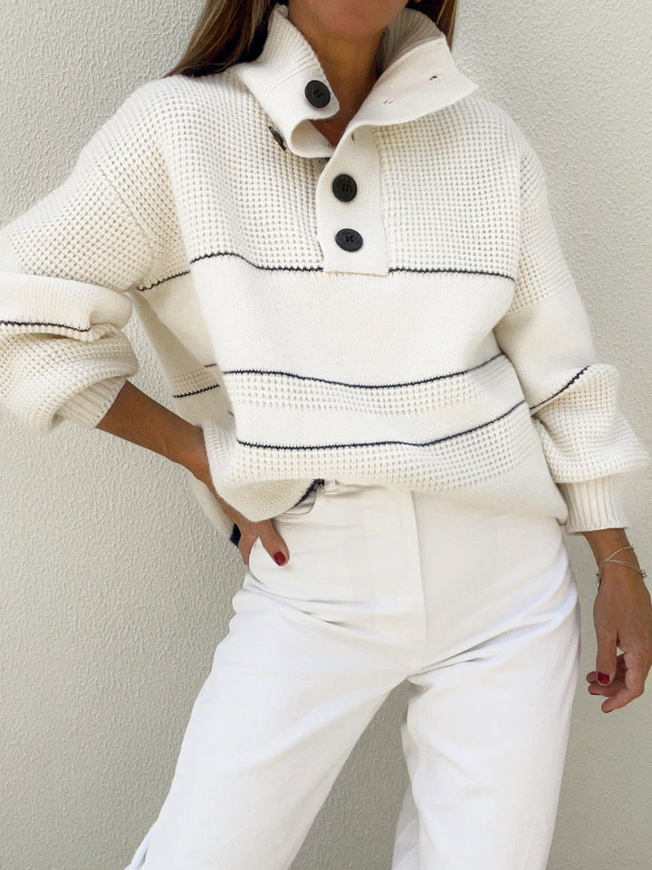 Aurora Striped High Collar Sweater