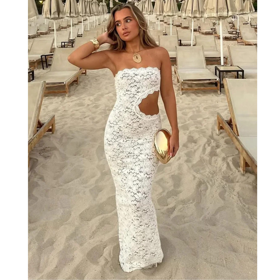 Luna Lace Cutout Gown - Serena Studio