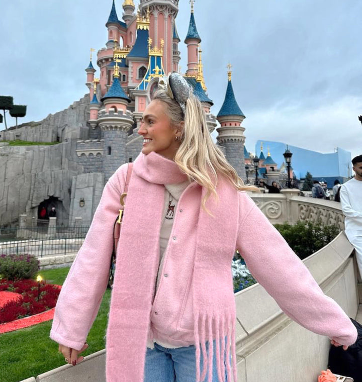 Sienna Fleece Oversized Jacket | Band Collar Snap Front Jacket