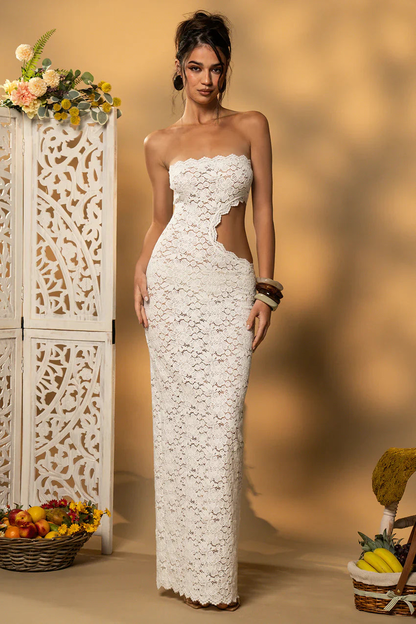 Luna Lace Cutout Gown - Serena Studio