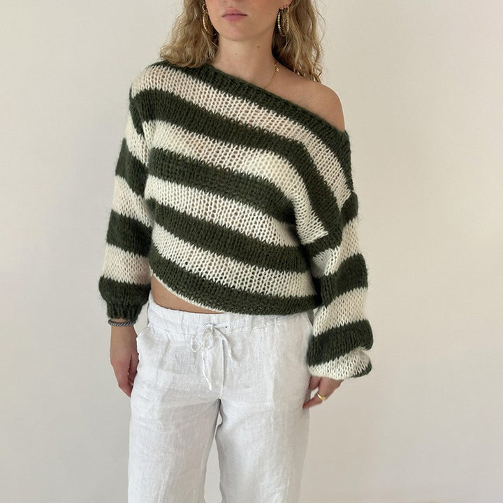 Sienna Striped Ribbed Relaxed Fit Sweater