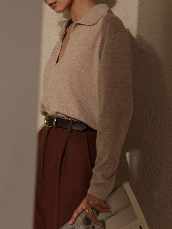 Isla Wool-Blend Relaxed Fit Collared Sweater