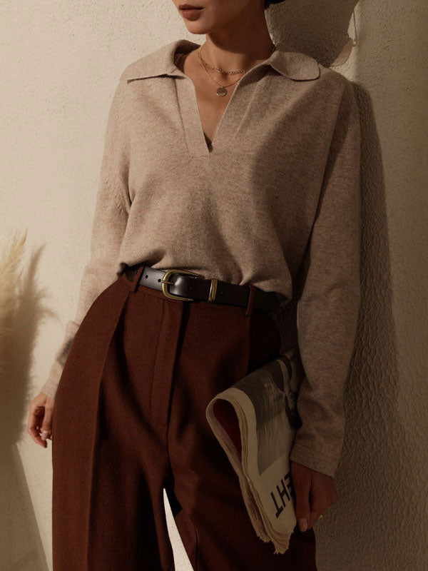 Isla Wool-Blend Relaxed Fit Collared Sweater