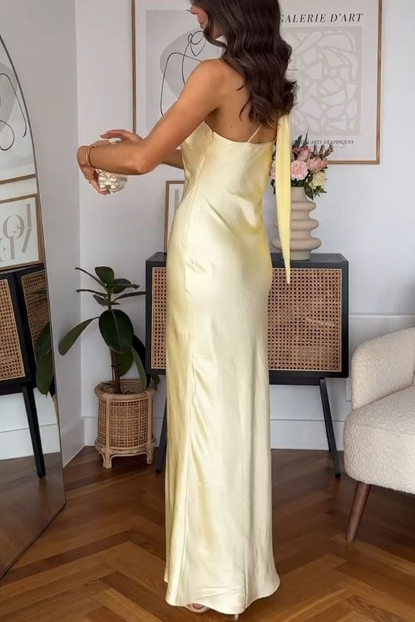Elise - Maxi Dress - One Shoulder Satin Gown - Elegant Evening Wear - Serena Studio