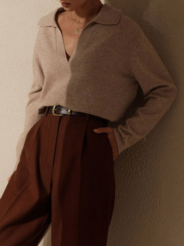 Isla Wool-Blend Relaxed Fit Collared Sweater