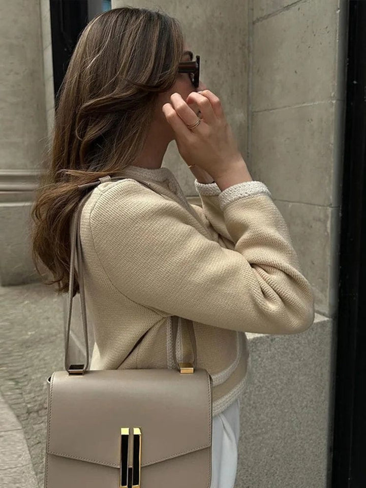 Isla Wool-Blend Boxy-Fit Tweed Jacket | Contrast-Trim Button-Front Jacket