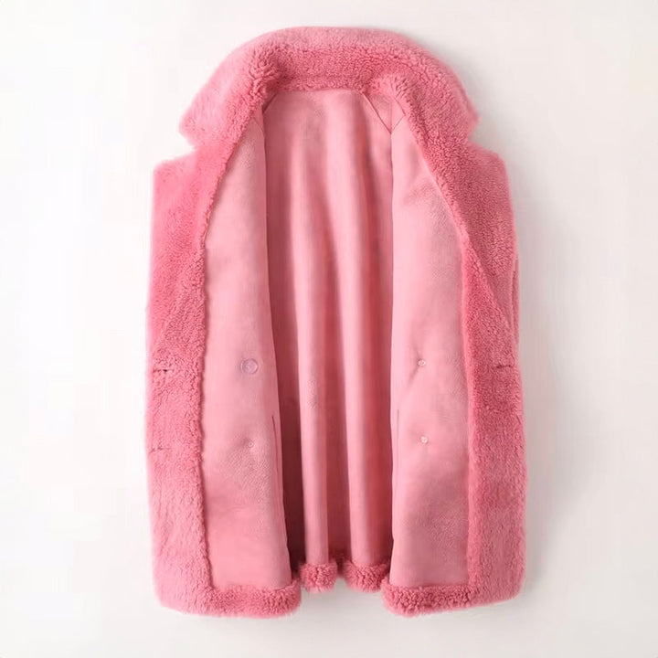 Sofia Wool-Blend Oversized Shearling Coat