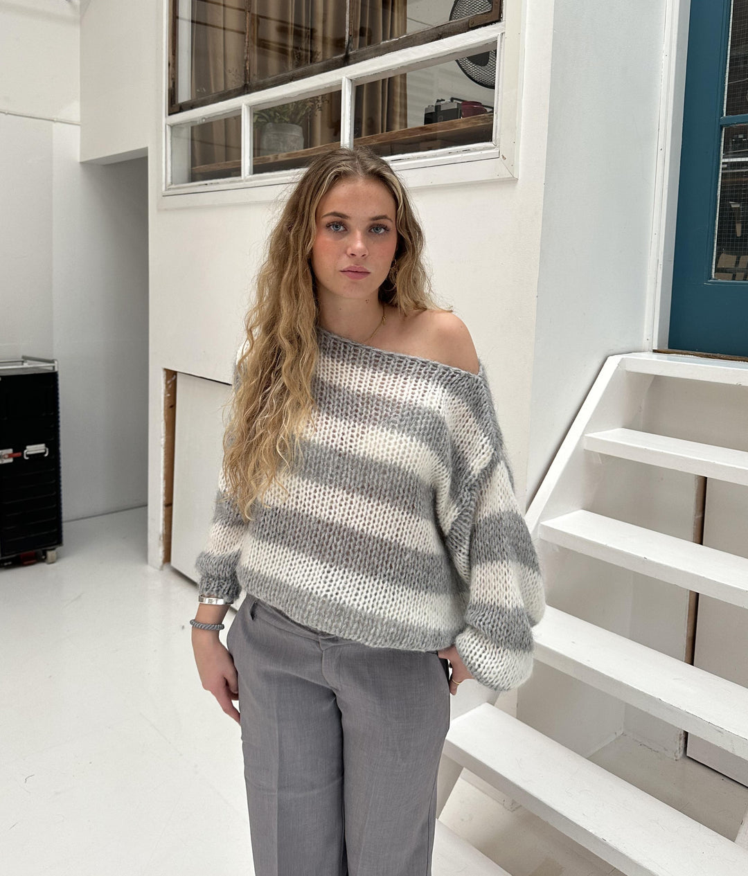 Sienna Striped Ribbed Relaxed Fit Sweater