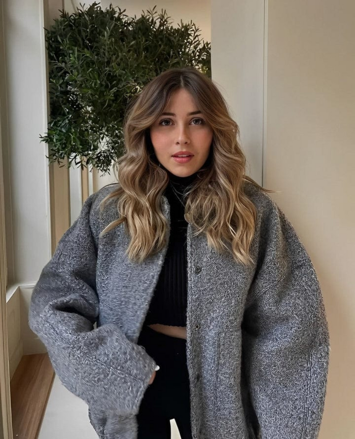 Rosie Wool-Blend Oversized Jacket | Button Front Collarless Jacket