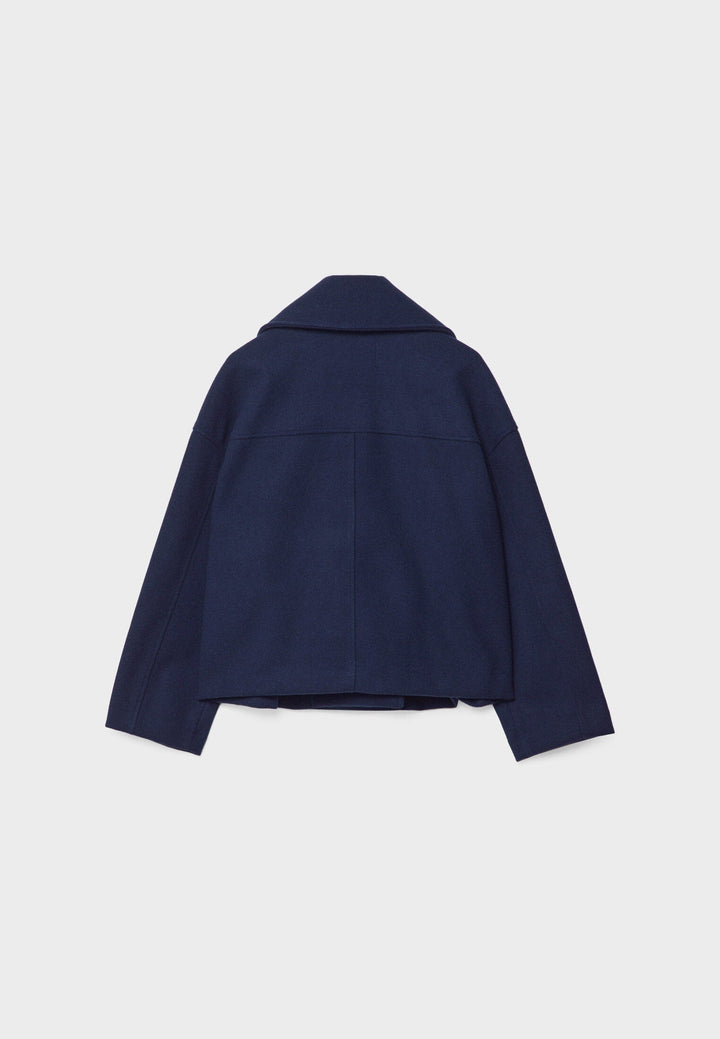 Lily Wool-Blend Double-Breasted Peacoat | Collared Cropped Peacoat