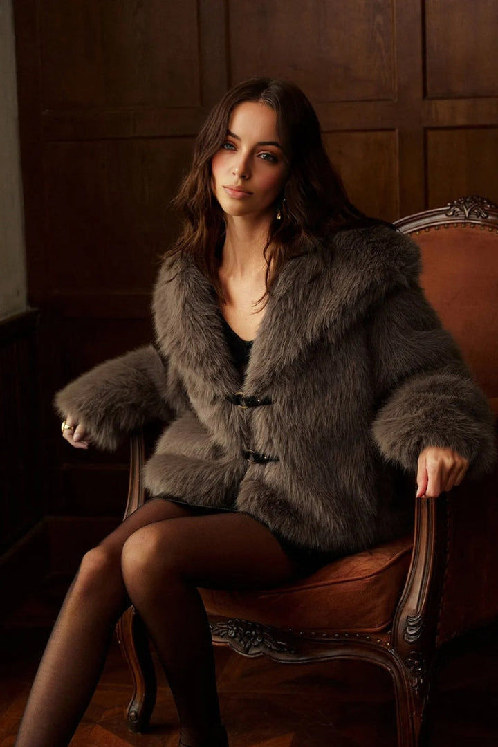 Sienna Collared Hip-Length Faux Fur Jacket