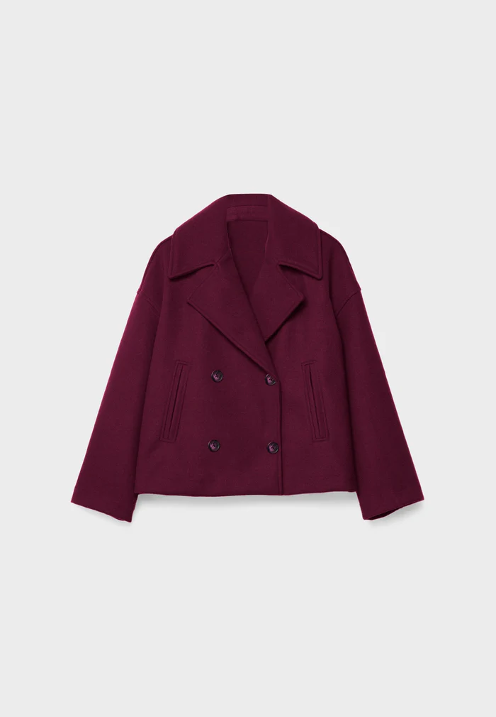 Lily Wool-Blend Double-Breasted Peacoat | Collared Cropped Peacoat
