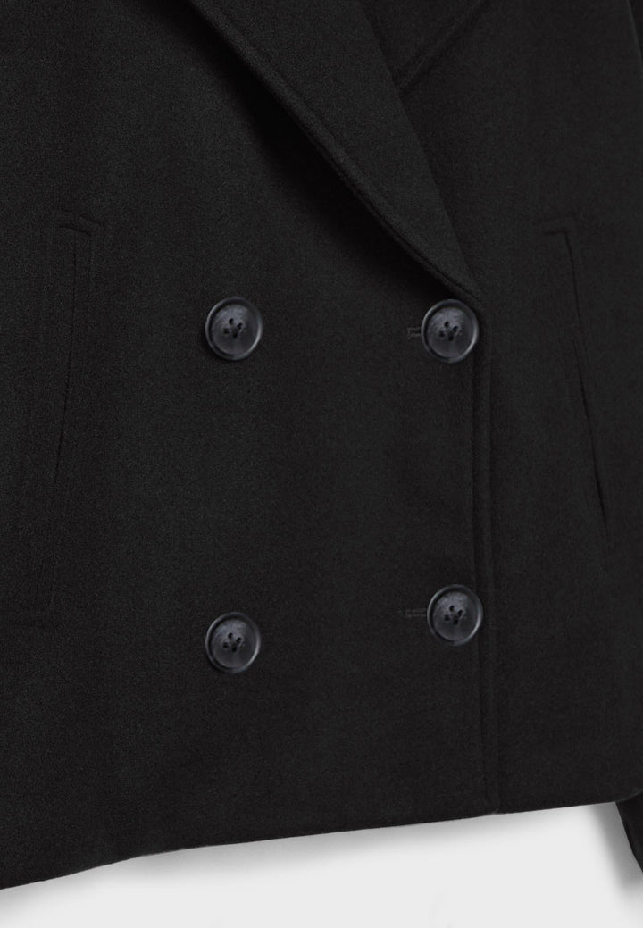 Lily Wool-Blend Double-Breasted Peacoat | Collared Cropped Peacoat