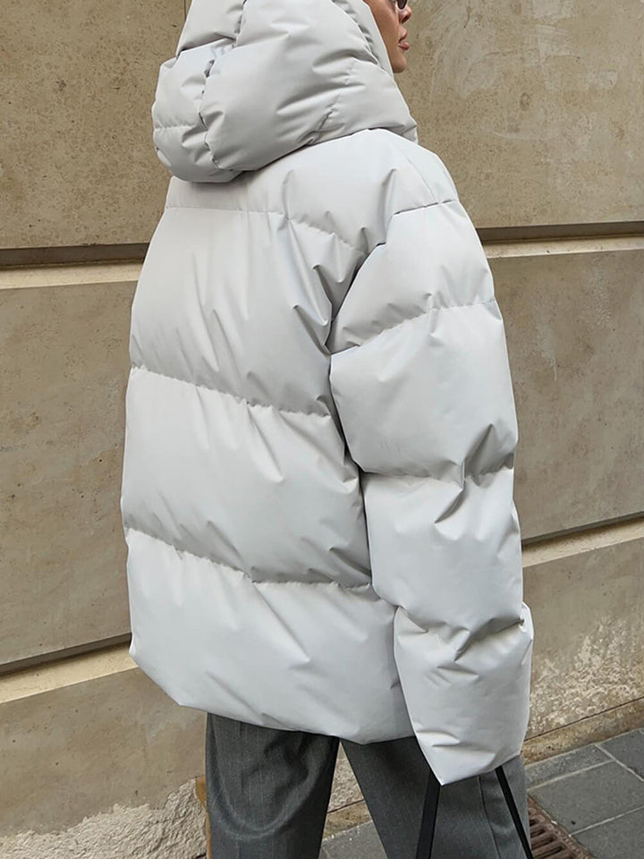 Olivia Oversized Puffer Jacket | Quilted Hooded Hip-Length Jacket