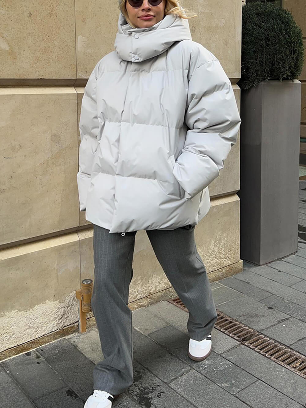 Olivia Oversized Puffer Jacket | Quilted Hooded Hip-Length Jacket