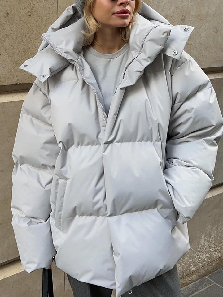 Olivia Oversized Puffer Jacket | Quilted Hooded Hip-Length Jacket