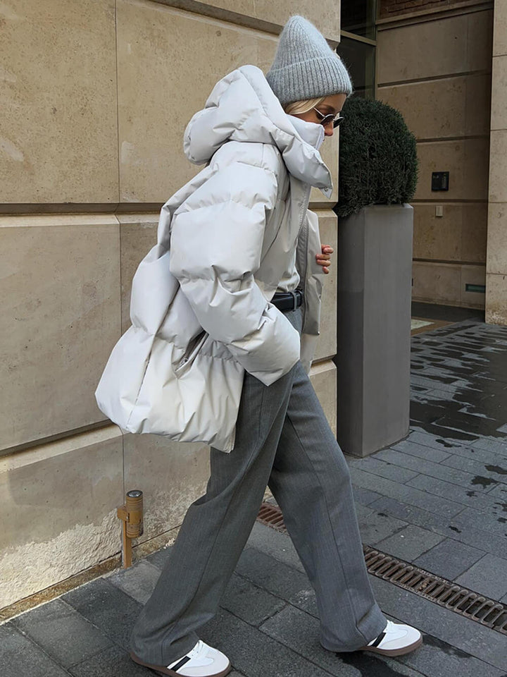 Olivia Oversized Puffer Jacket | Quilted Hooded Hip-Length Jacket