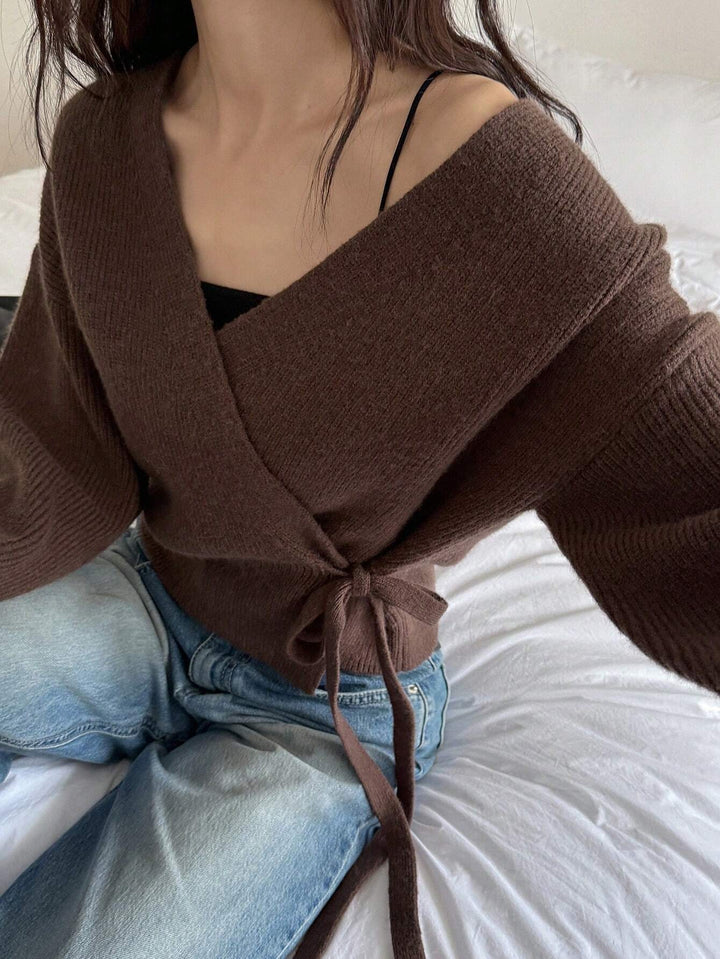 Ivy Wool-Blend Wrap Sweater