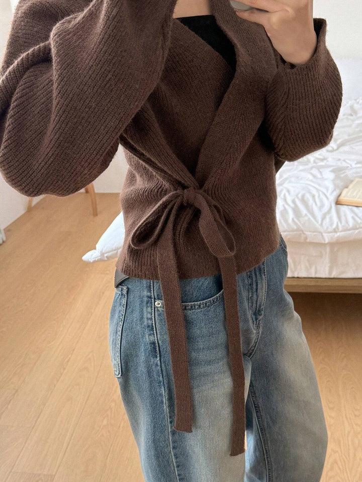 Ivy Wool-Blend Wrap Sweater