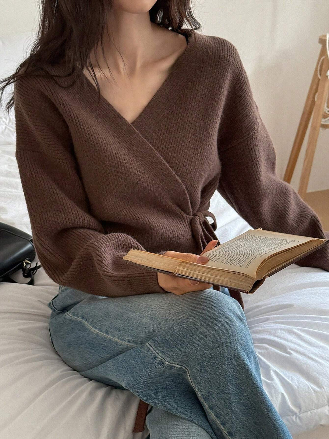 Ivy Wool-Blend Wrap Sweater