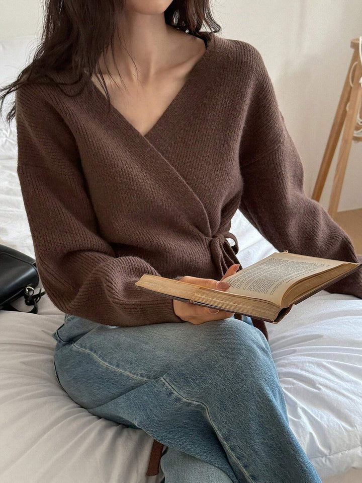 Ivy Wool-Blend Wrap Sweater