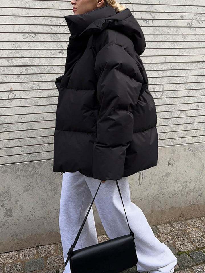 Olivia Oversized Puffer Jacket | Quilted Hooded Hip-Length Jacket