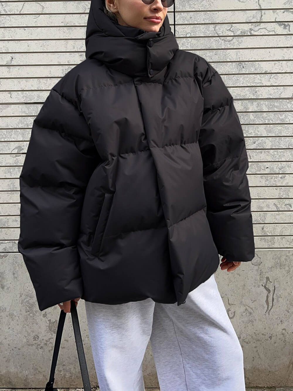 Olivia Oversized Puffer Jacket | Quilted Hooded Hip-Length Jacket