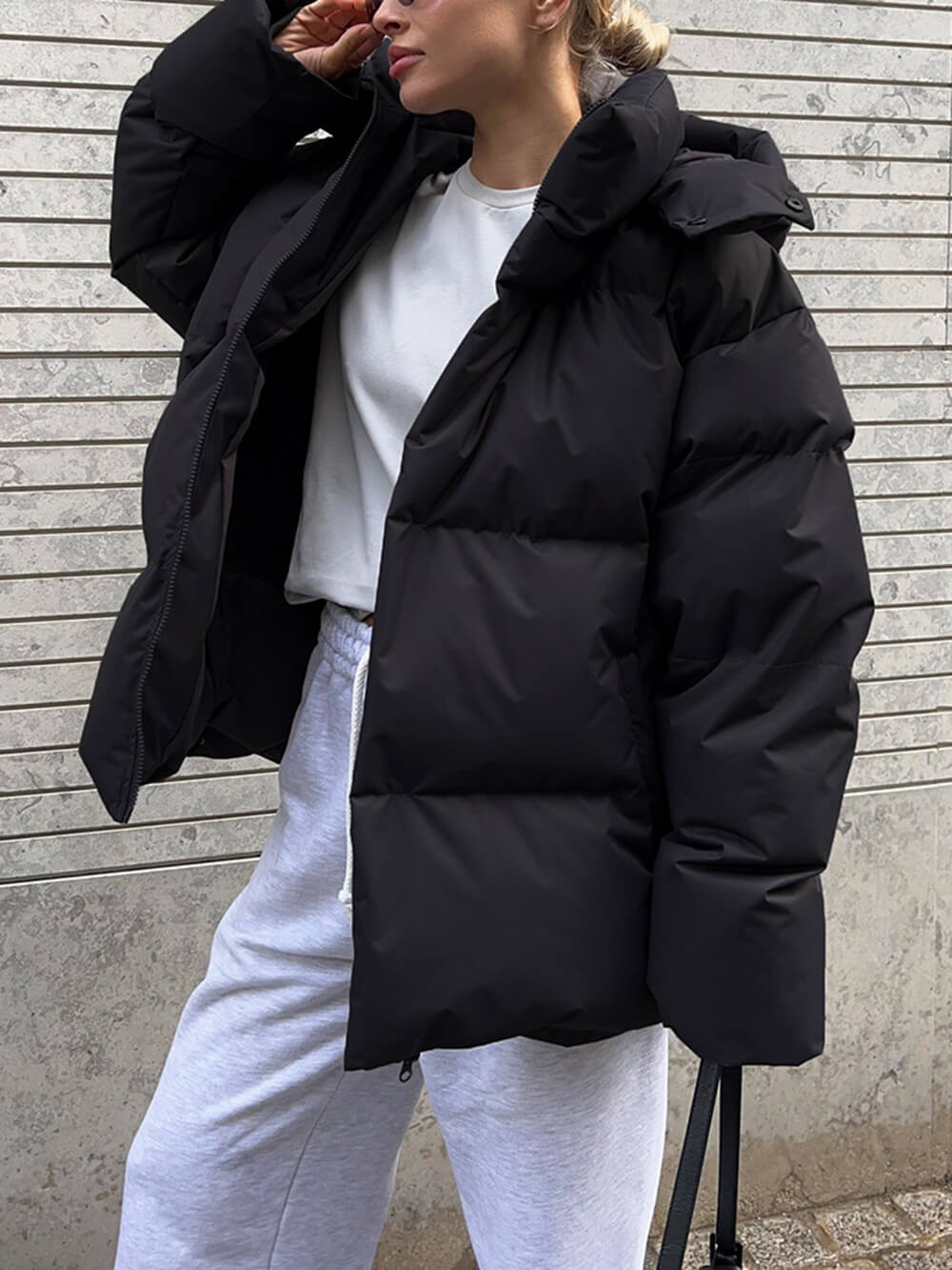 Olivia Oversized Puffer Jacket | Quilted Hooded Hip-Length Jacket