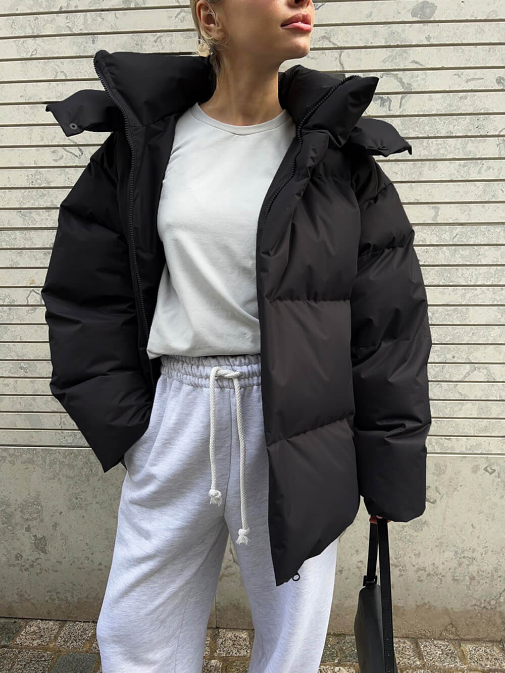 Olivia Oversized Puffer Jacket | Quilted Hooded Hip-Length Jacket