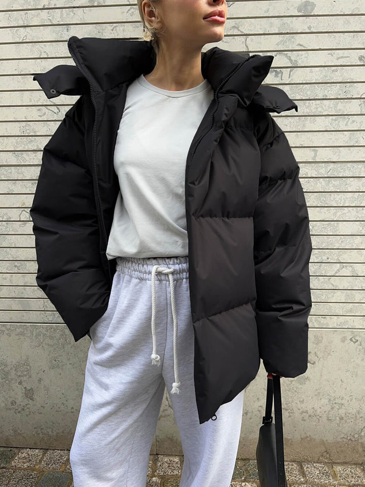 Olivia Oversized Puffer Jacket | Quilted Hooded Hip-Length Jacket