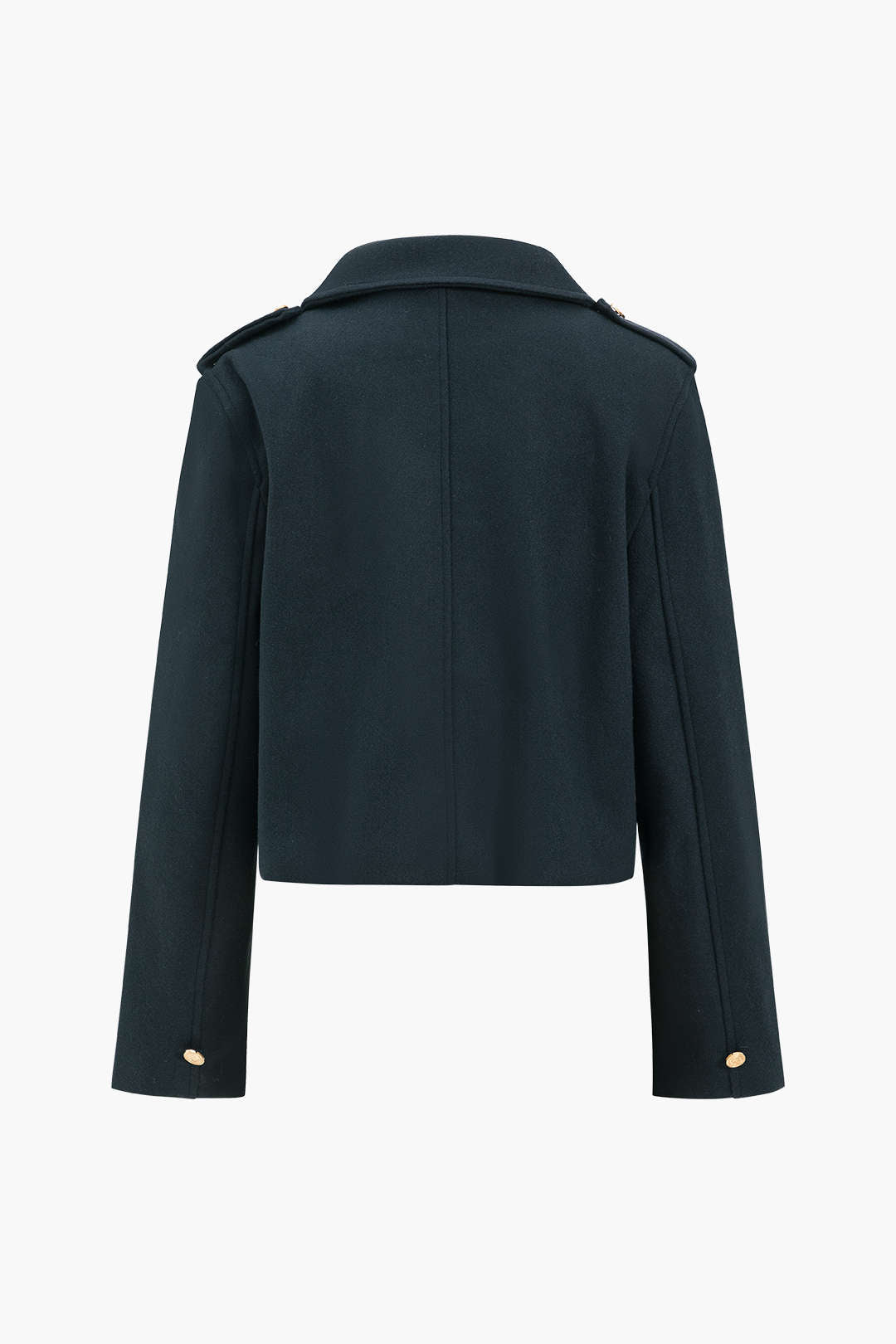 Isabella Wool-Blend Tailored Officer Jacket | Cropped Solid Military Jacket