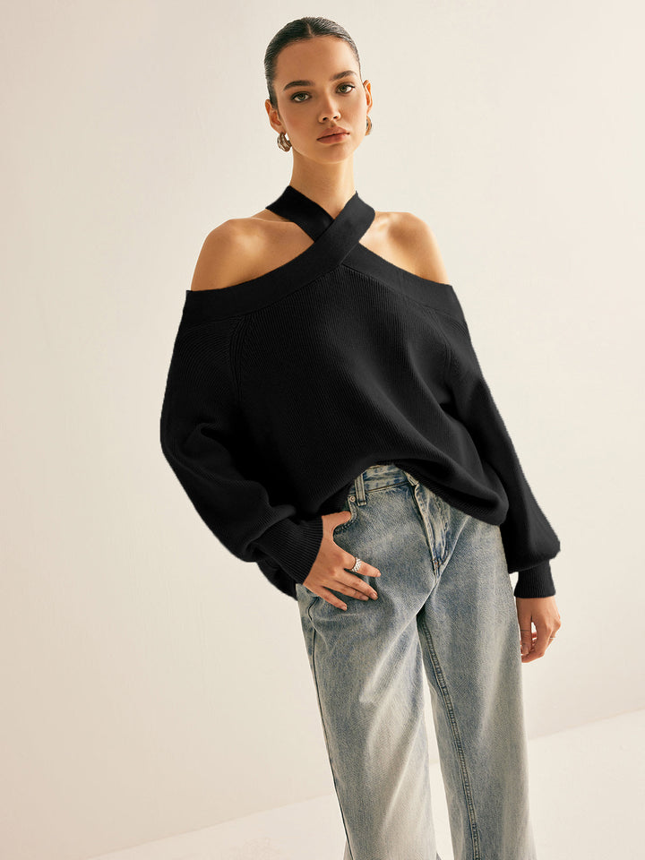 Aurora Ribbed Off-Shoulder Sweater