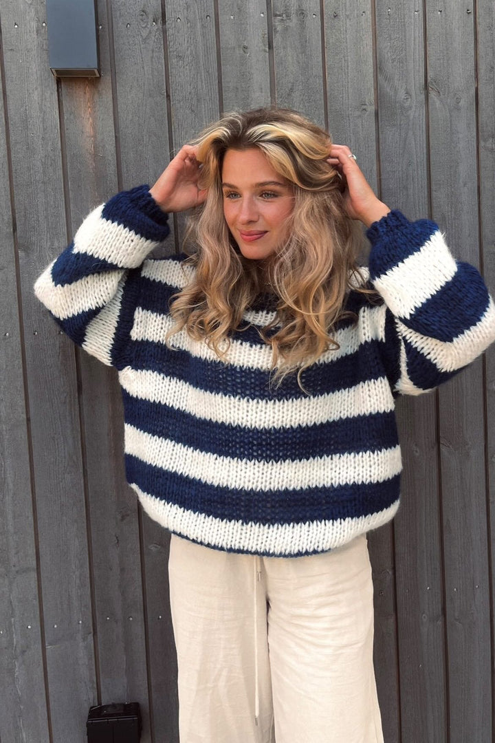 Sienna Striped Ribbed Relaxed Fit Sweater