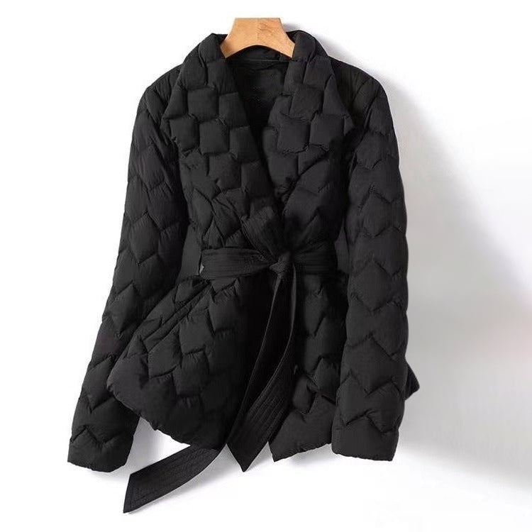 Ilaria Quilted Belted Wrap Front Puffer Jacket