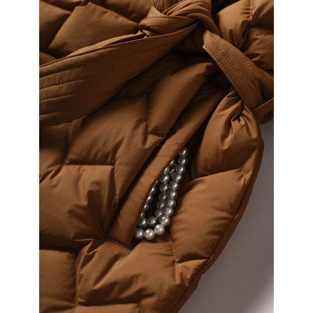 Ilaria Quilted Belted Wrap Front Puffer Jacket