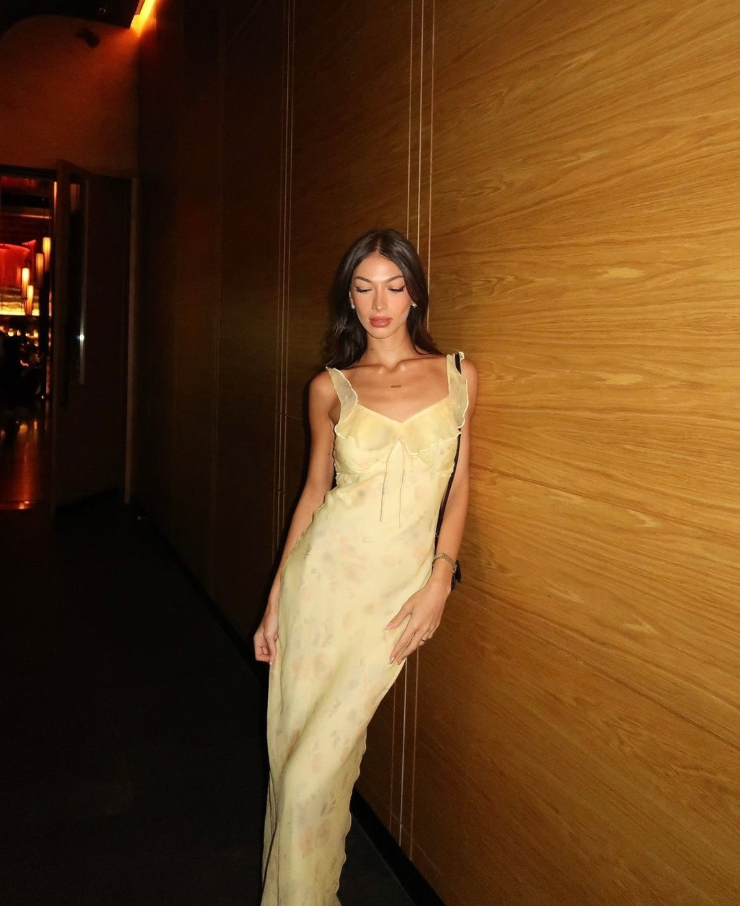 KAYLA SLIP DRESS IN CITRON BLOOM - Serena Studio