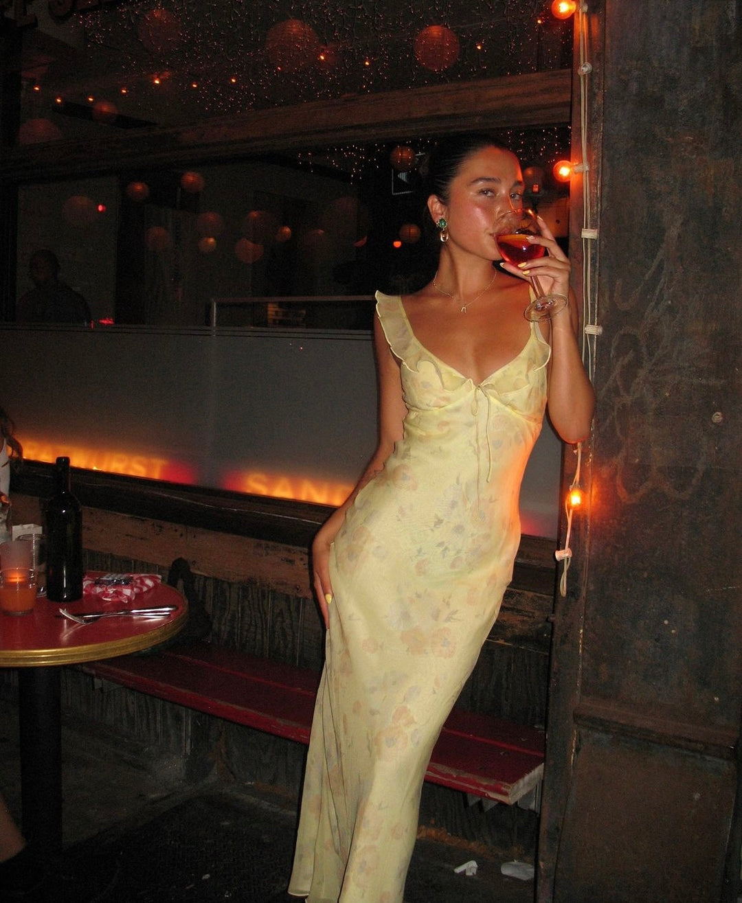 KAYLA SLIP DRESS IN CITRON BLOOM - Serena Studio