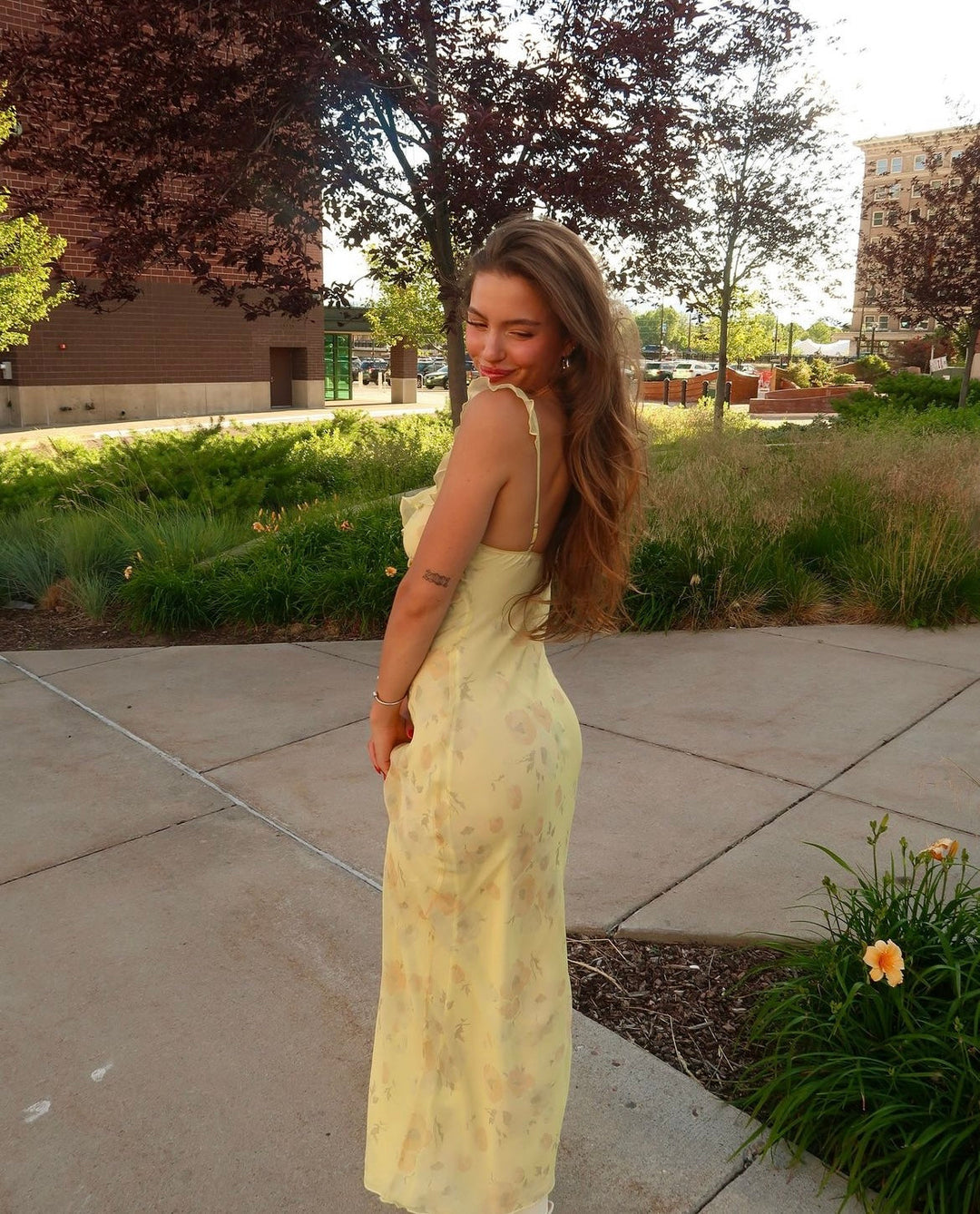 KAYLA SLIP DRESS IN CITRON BLOOM - Serena Studio