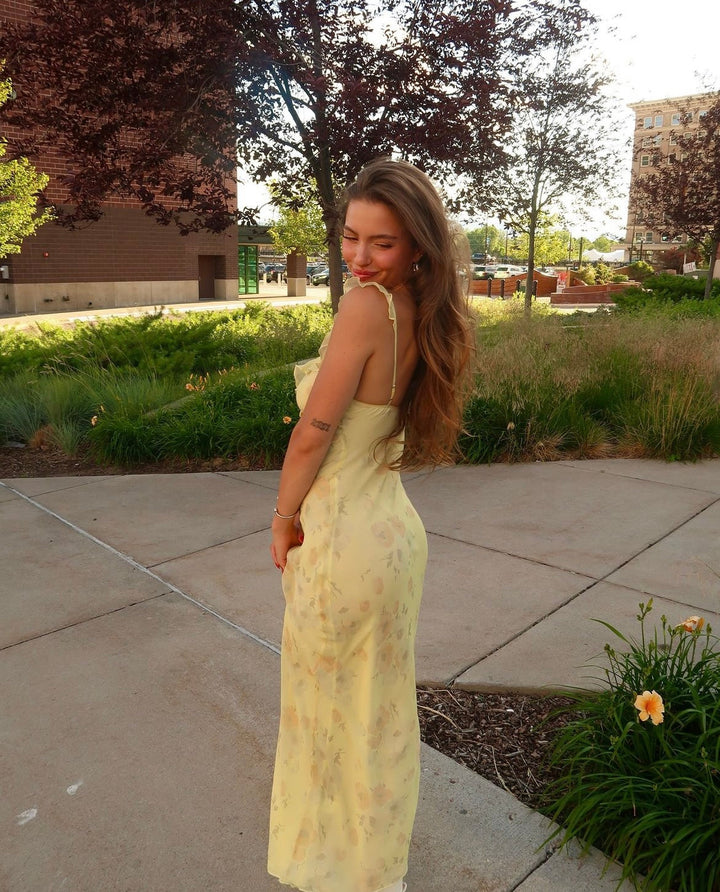 KAYLA SLIP DRESS IN CITRON BLOOM - Serena Studio