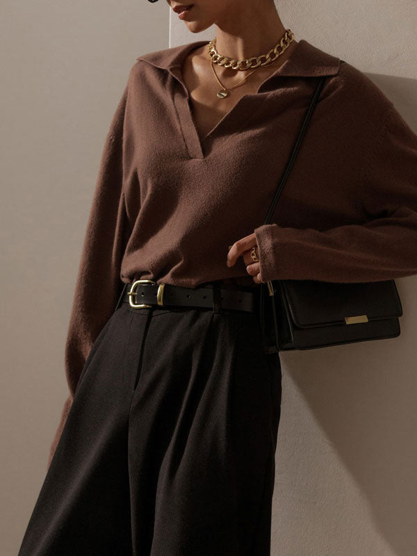 Isla Wool-Blend Relaxed Fit Collared Sweater